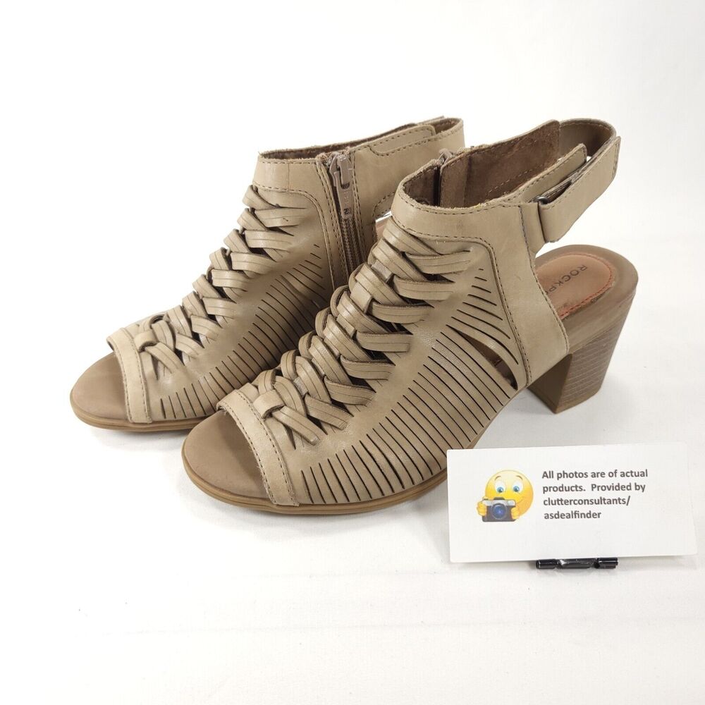 Rockport Slingback Open Toe Heel Sandals Womens Size 6.5 CDT07KH Beige